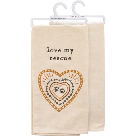 Kitchen Towel - Love My Rescue - 20" x 26" - Cotton, Linen