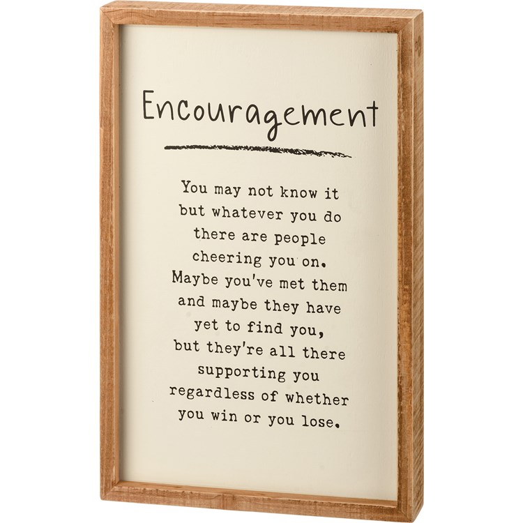 Encouragement Inset Box Sign - Wood