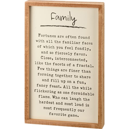 Inset Box Sign - Family - 9" x 14" x 1.75" - Wood