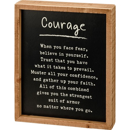Inset Box Sign - Courage - 7.50" x 9" x 1.75" - Wood
