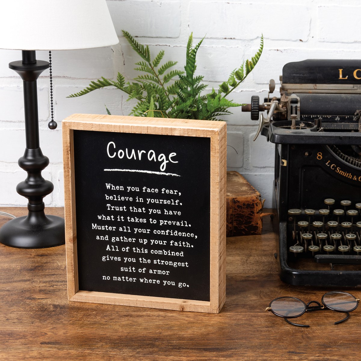 Inset Box Sign - Courage - 7.50" x 9" x 1.75" - Wood