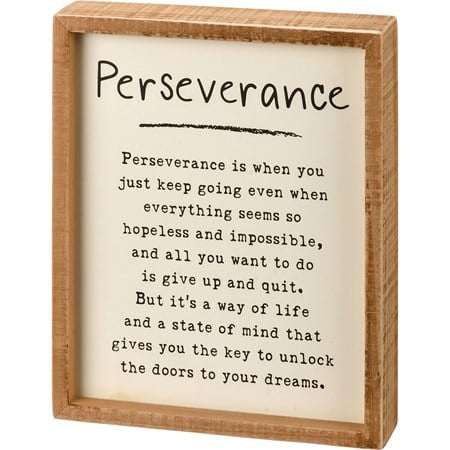 Inset Box Sign - Perseverance - 7.50" x 9" x 1.75" - Wood