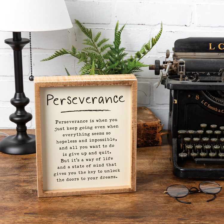 Perseverance Inset Box Sign - Wood