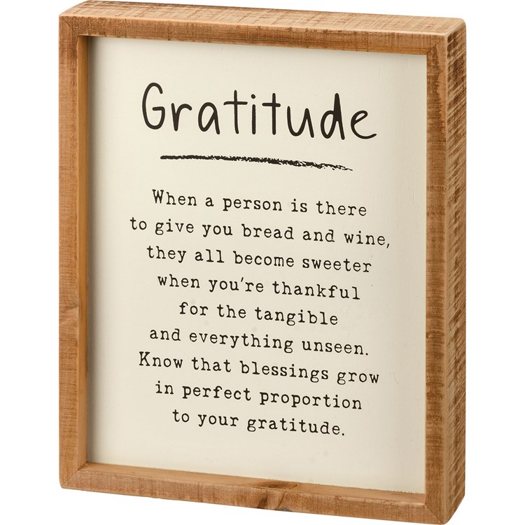 Gratitude Inset Box Sign - Wood