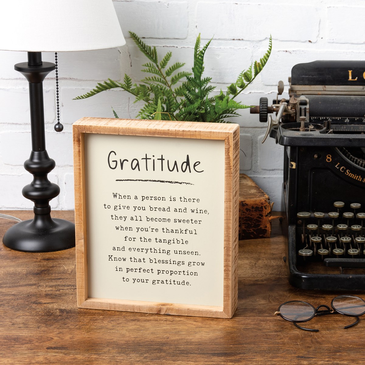 Gratitude Inset Box Sign - Wood