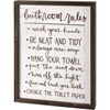 Bathroom Rules Inset Box Sign - Wood