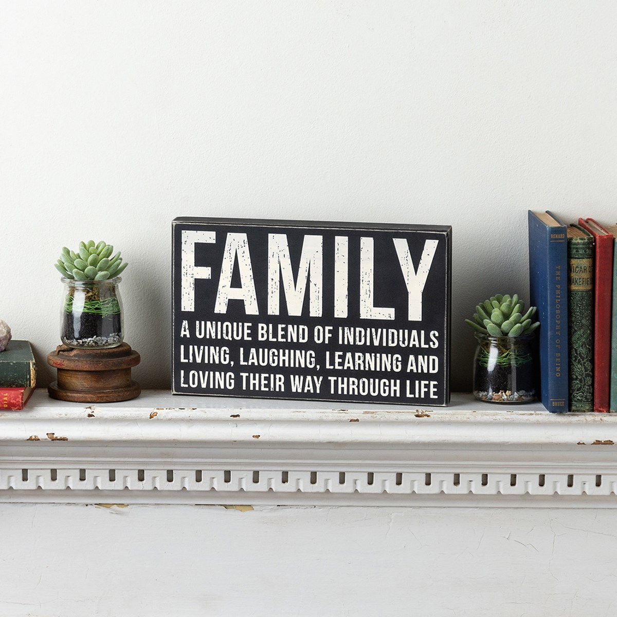 Family A Unique Blend Of Individuals Box Sign - Wood