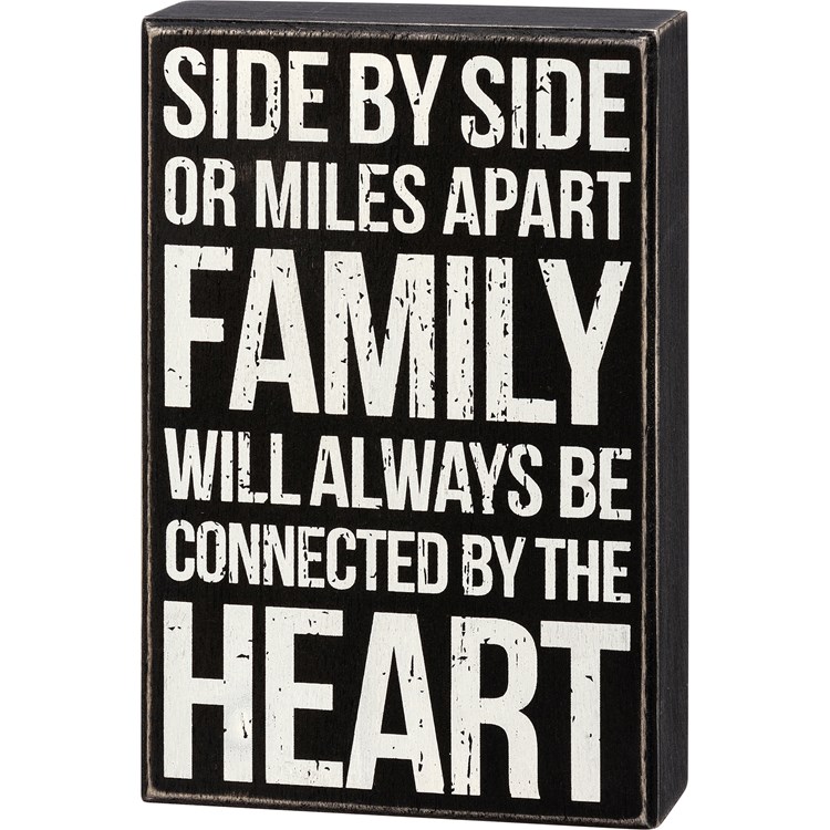 Family Will Always Be Connected Box Sign - Wood