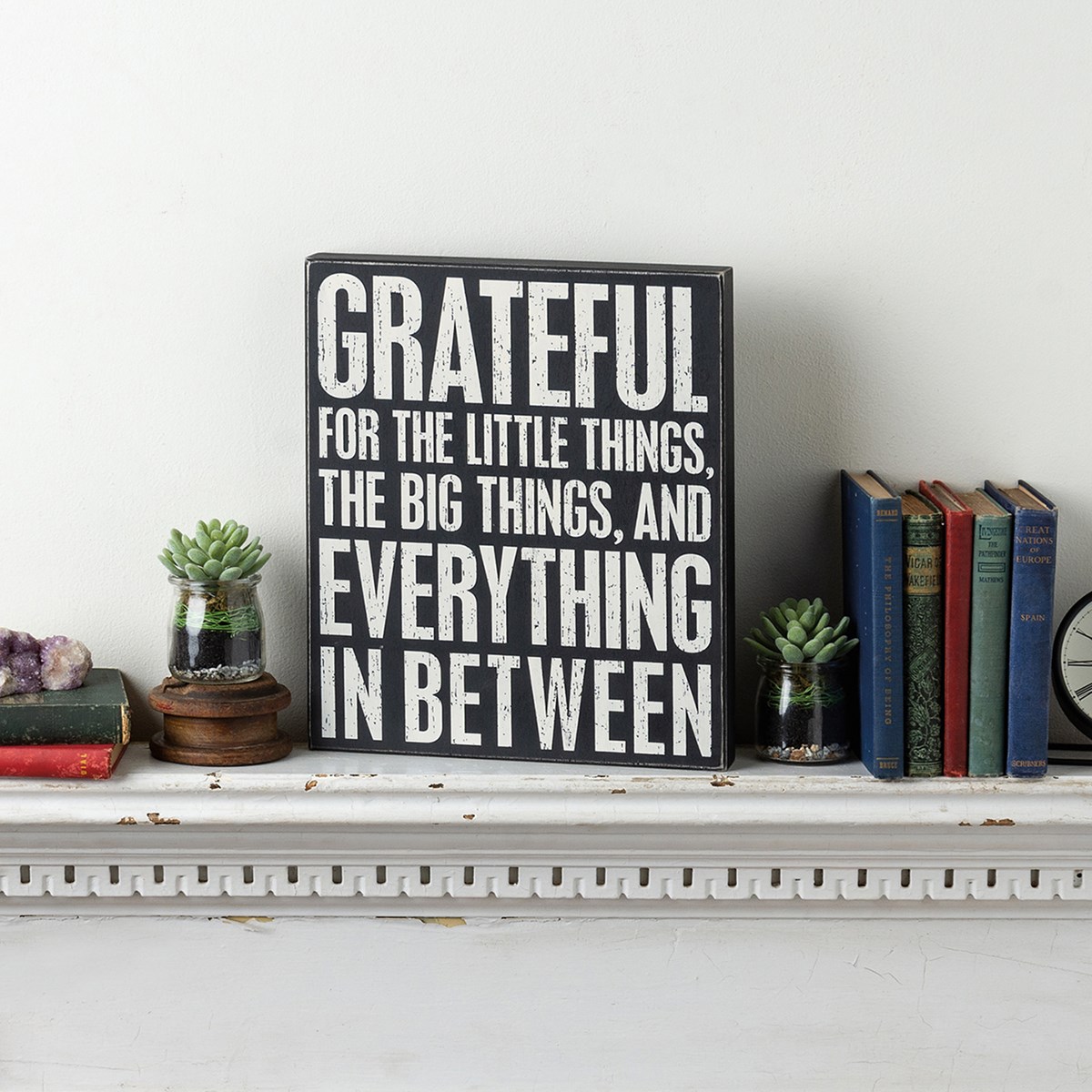 Grateful For The Little Things Box Sign - Wood