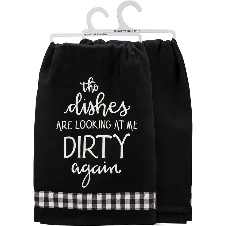 Dishes Looking At Me Dirty Again Kitchen Towel - Cotton, Ribbon