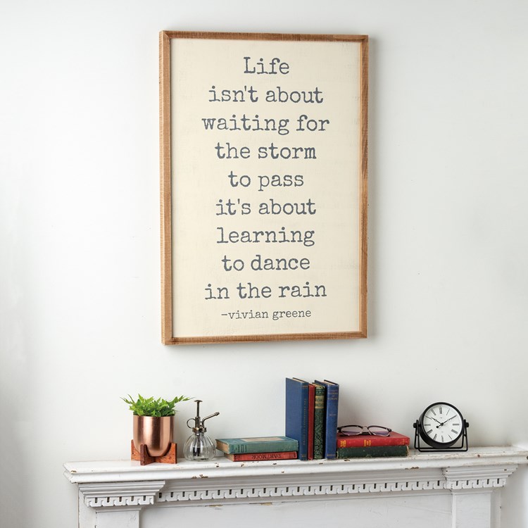 Learning To Dance In The Rain Inset Box Sign - Wood
