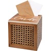 Card Box - Wedding - 8" x 8" x 8" - Wood, Rattan, Metal