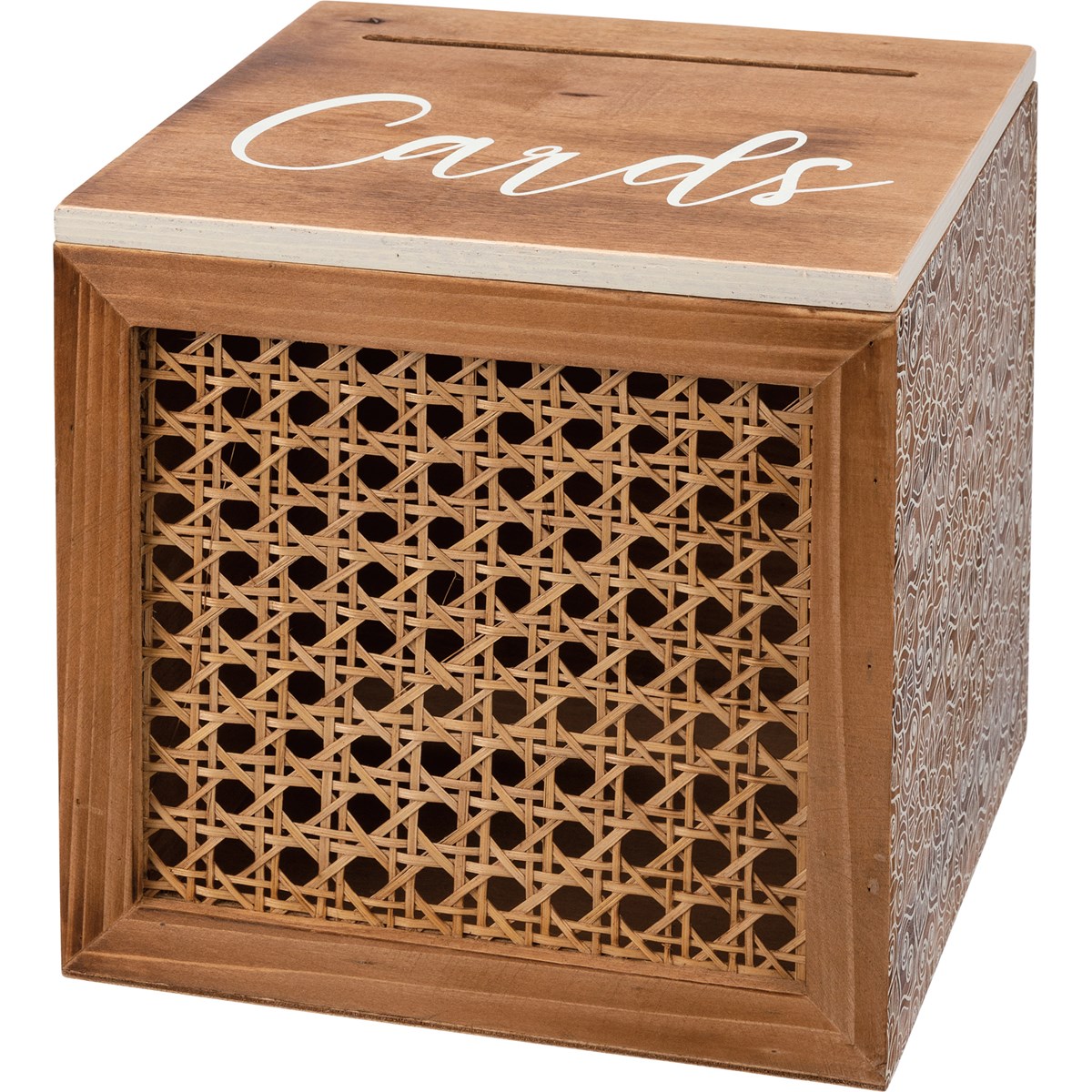 Wedding Card Box - Wood, Faux Rattan, Metal