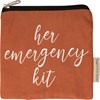 Everything Pouch - Her Emergency Kit - 7" x 6.50" - Cotton, Faux Leather, Metal
