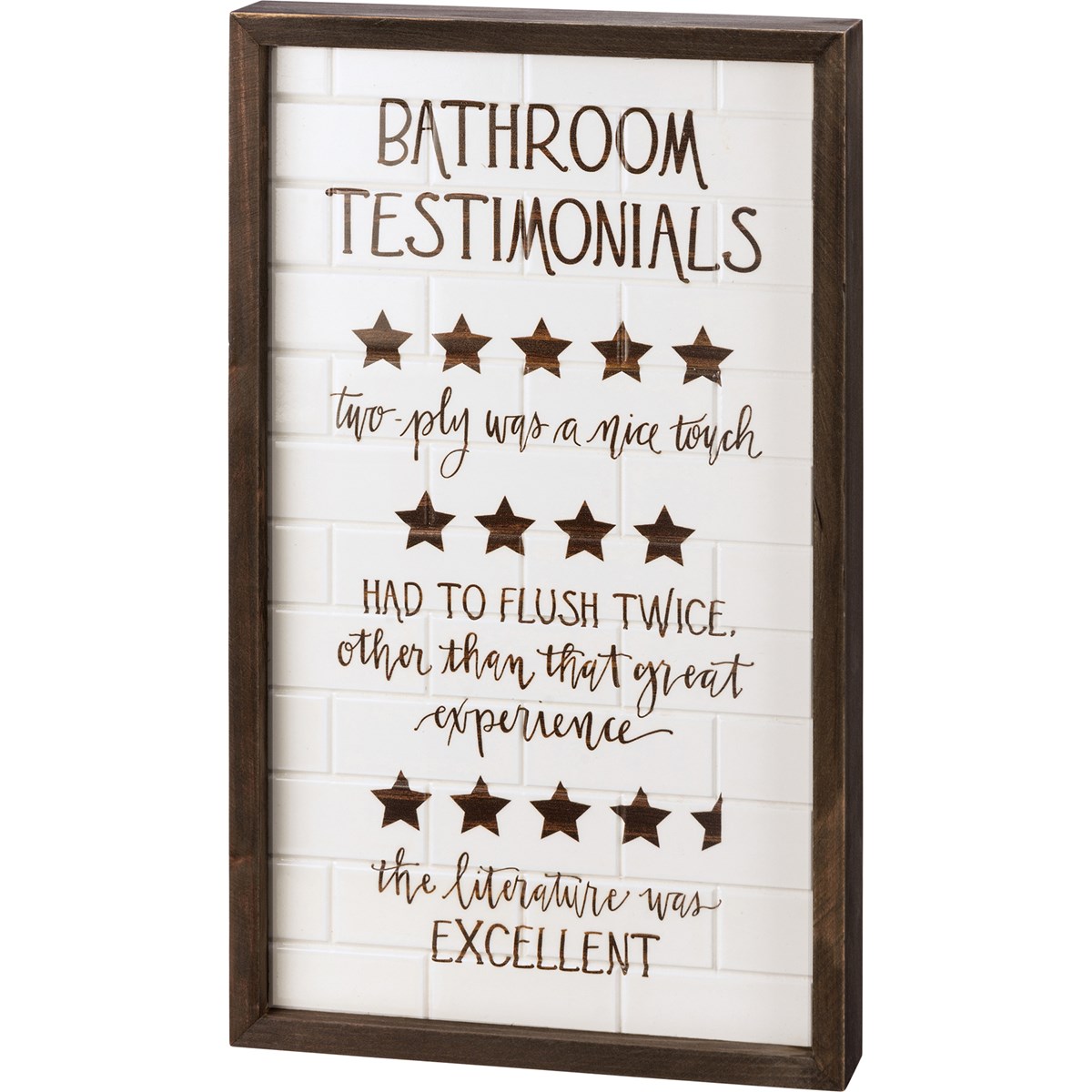 Inset Box Sign - Bathroom Testimonials - 9" x 15" x 1.75" - Wood
