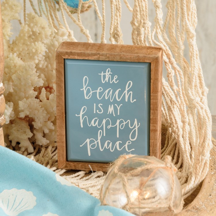 The Beach Is My Happy Place Box Sign Mini - Wood