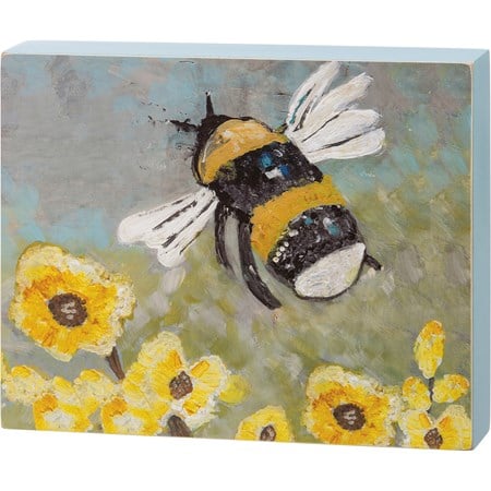 Box Sign - Bumble Bee - 11" x 9" x 1.75"  - Wood, Paper