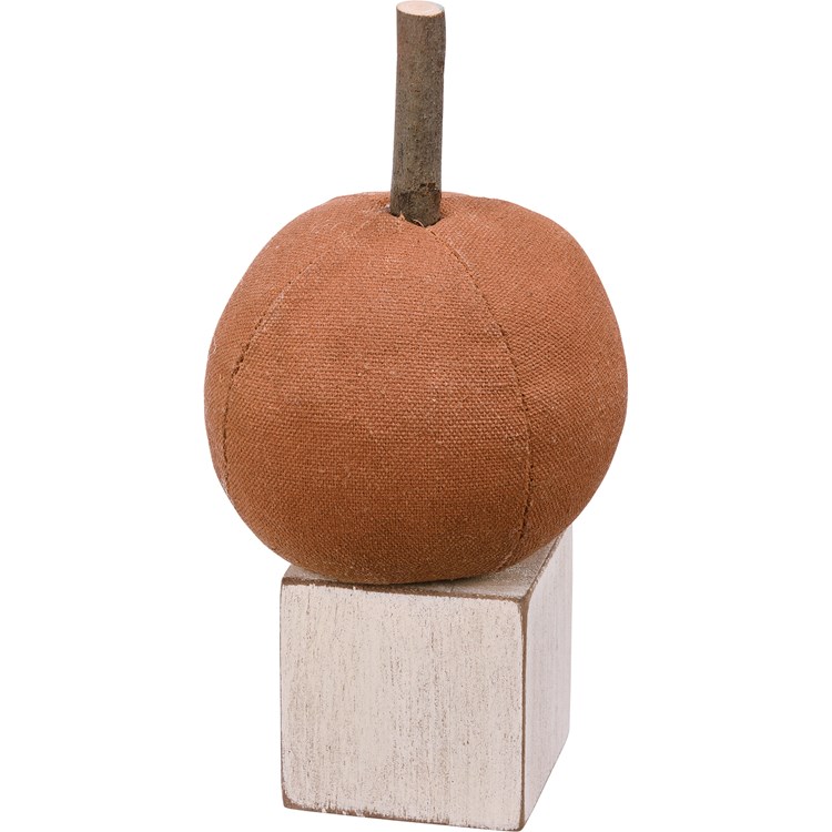 Sitter - Pumpkin Head - 3.50" x 7" x 3.50" - Cotton, Wood, Plastic