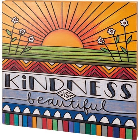 Box Sign - Kindness Is Beautiful - 23" x 23" x 1.75" - Wood