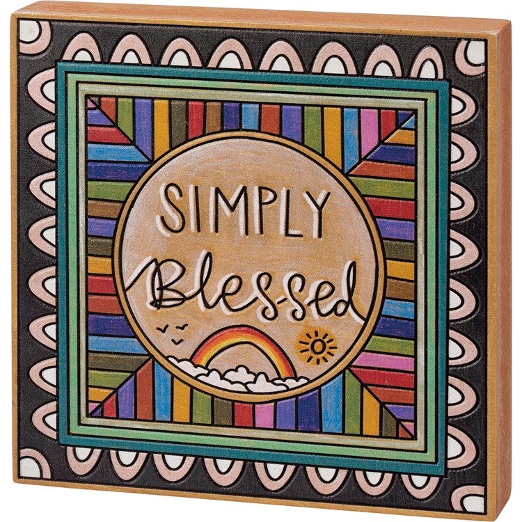 Simply Blessed Block Sign - Wood