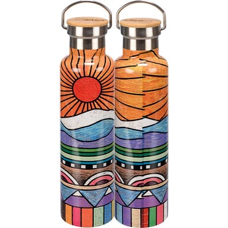 By The Sun Insulated Bottle - Stainless Steel, Bamboo