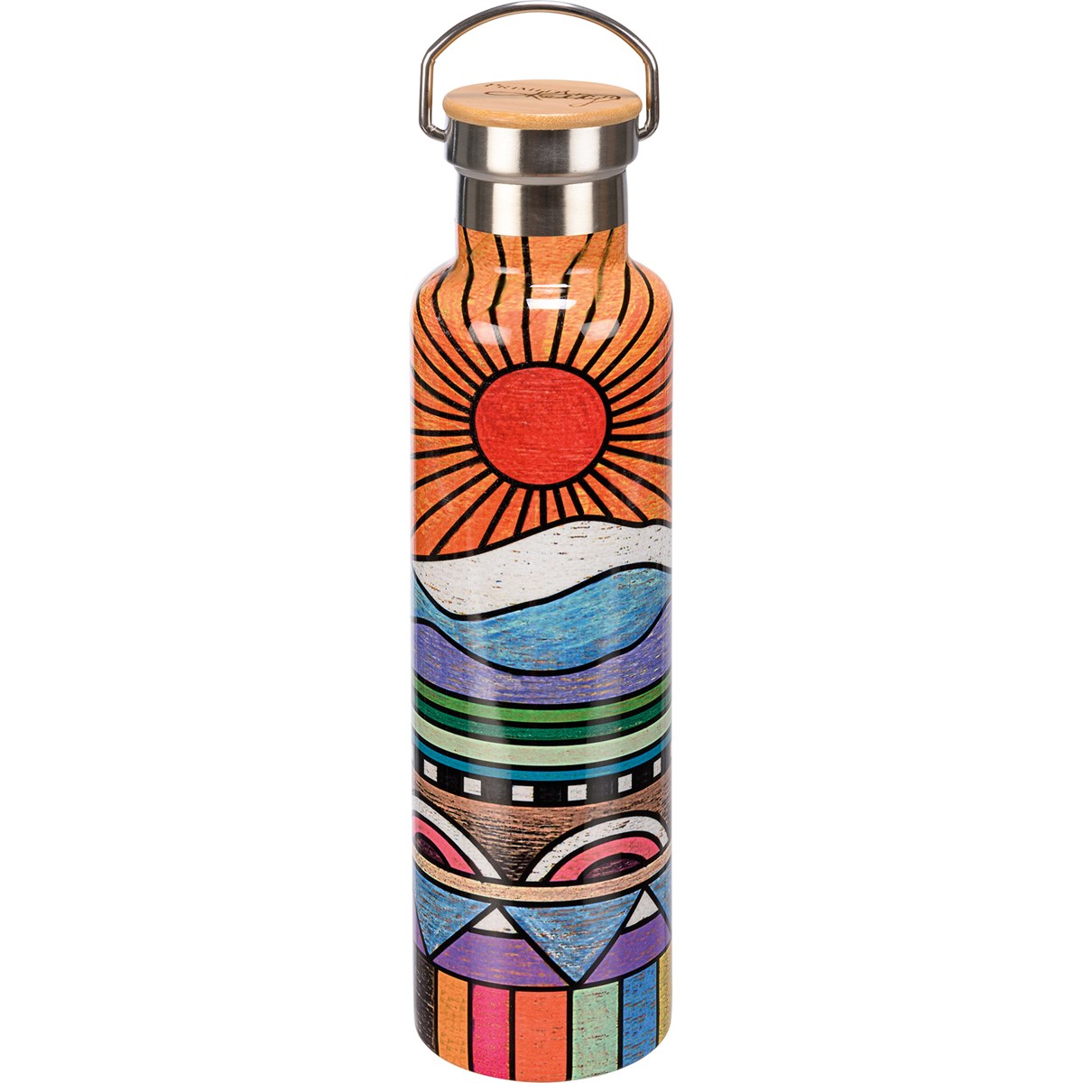 By The Sun Insulated Bottle - Stainless Steel, Bamboo