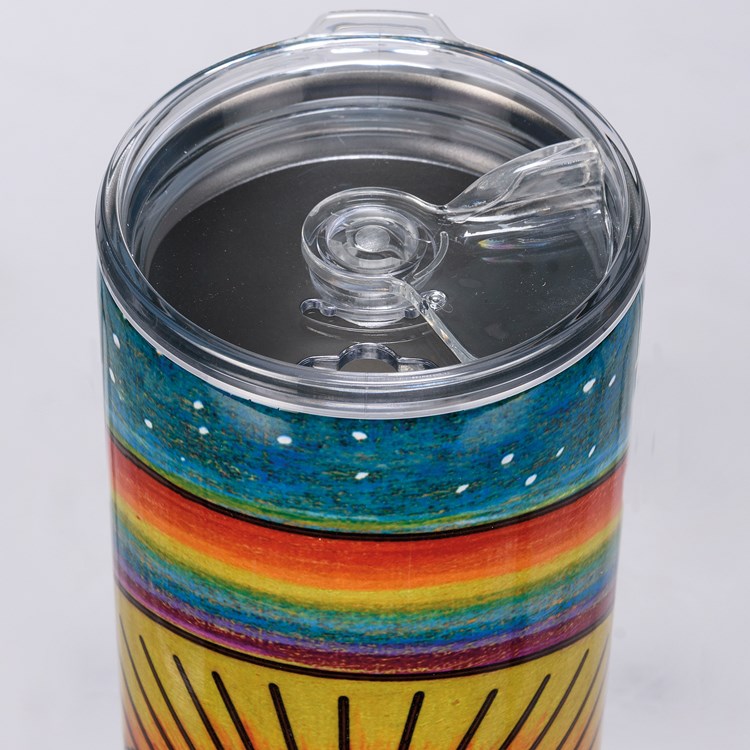 Rainbow Color Coffee Tumbler - Stainless Steel, Plastic