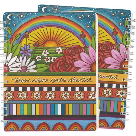 Spiral Notebook - Bloom Where You're Planted - 5.75" x 7.50" x 0.50" - Paper, Metal