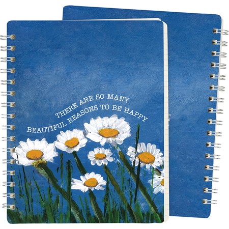 Spiral Notebook - Beautiful Reasons To Be Happy - 5.75" x 7.50" x 0.50" - Paper, Metal