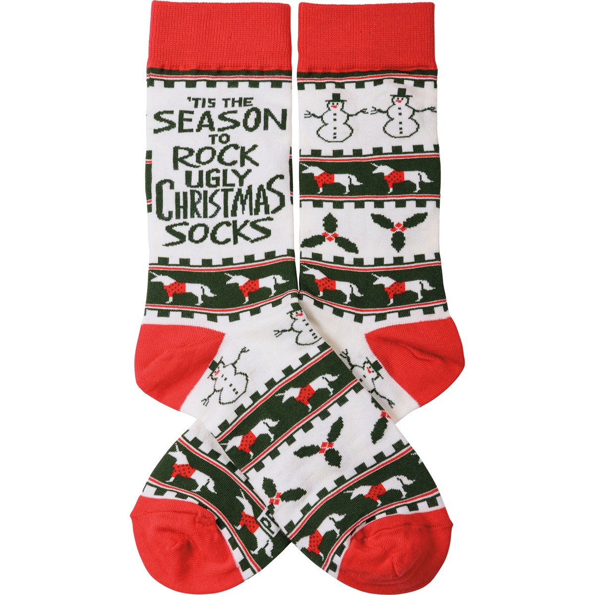 Season To Rock The Ugly Christmas Socks Socks - Cotton, Nylon, Spandex