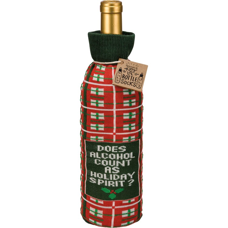 Does Alcohol Count As Holiday Spirit Bottle Sock - Cotton, Nylon, Spandex