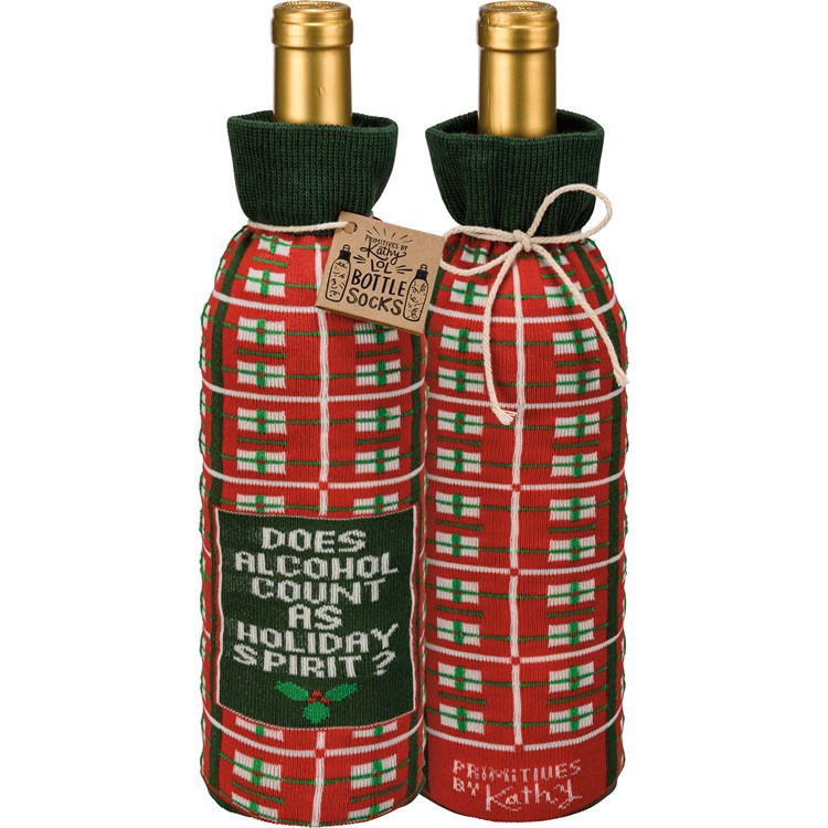 Does Alcohol Count As Holiday Spirit Bottle Sock - Cotton, Nylon, Spandex