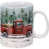 Snowy Red Truck Mug - Stoneware