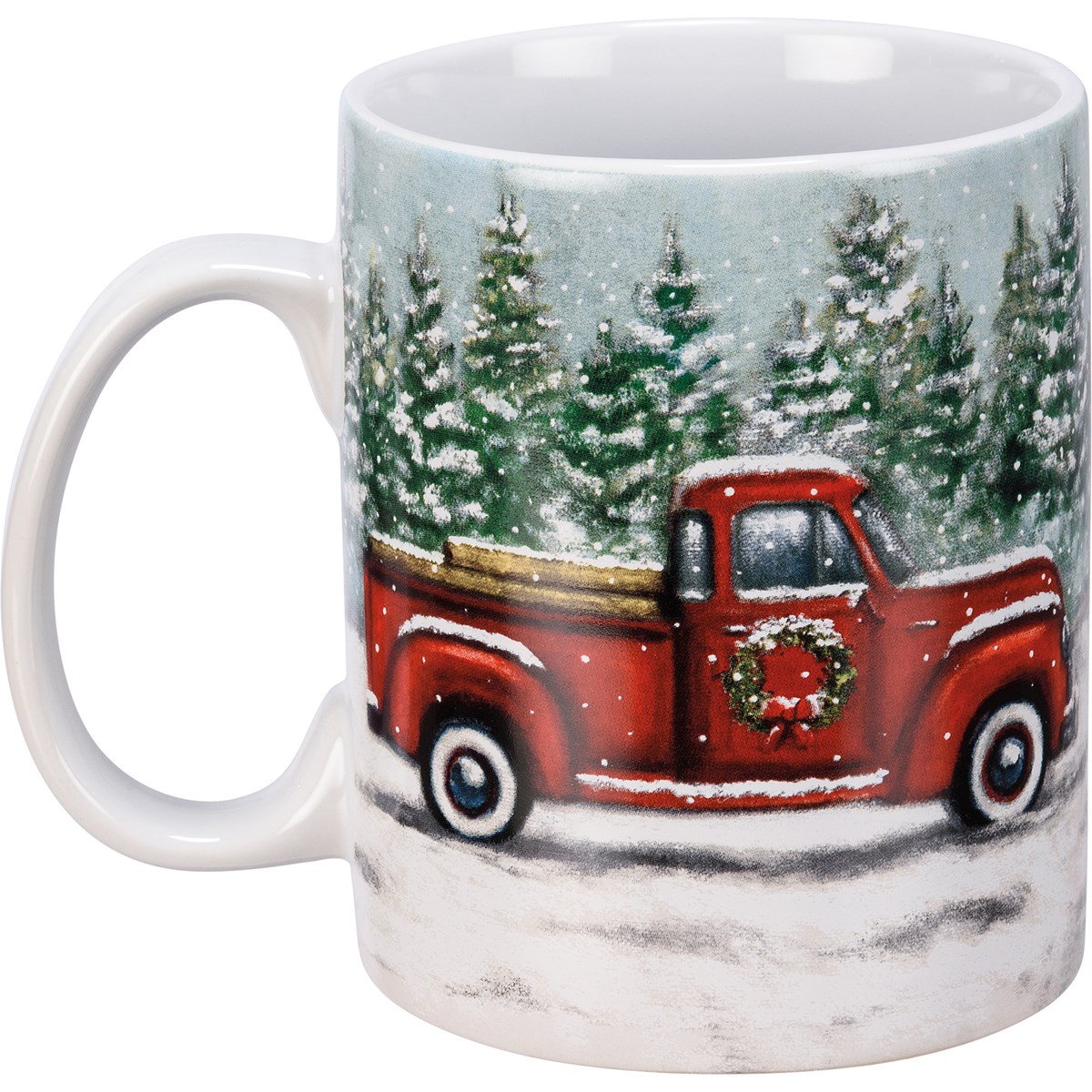 Snowy Red Truck Mug - Stoneware