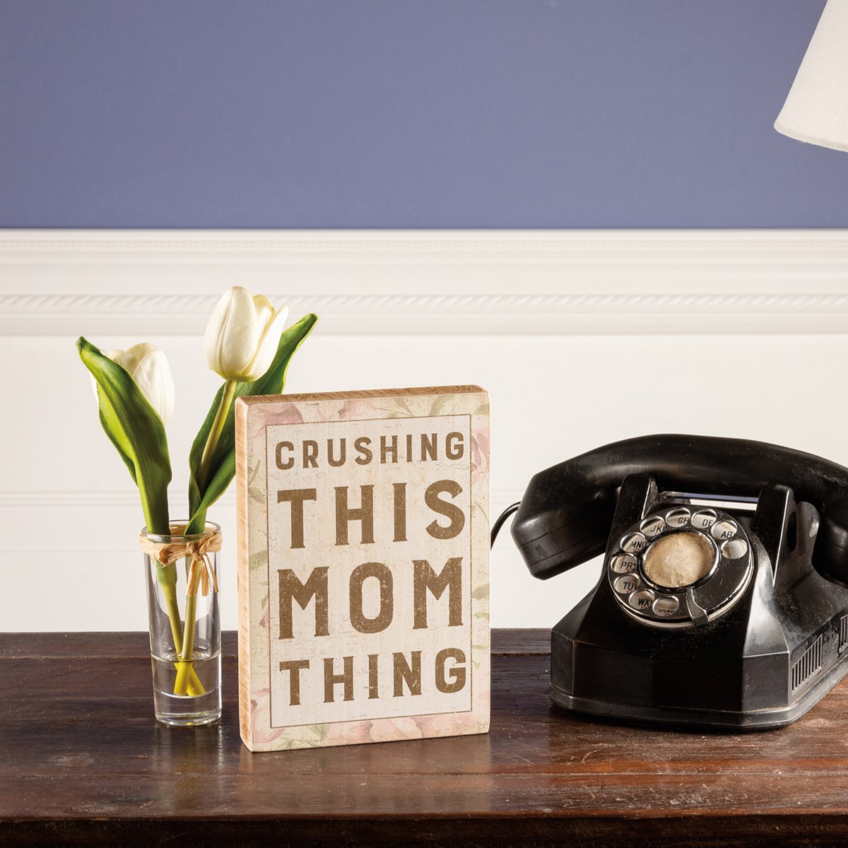 Crushing This Mom Thing Block Sign - Wood, Paper