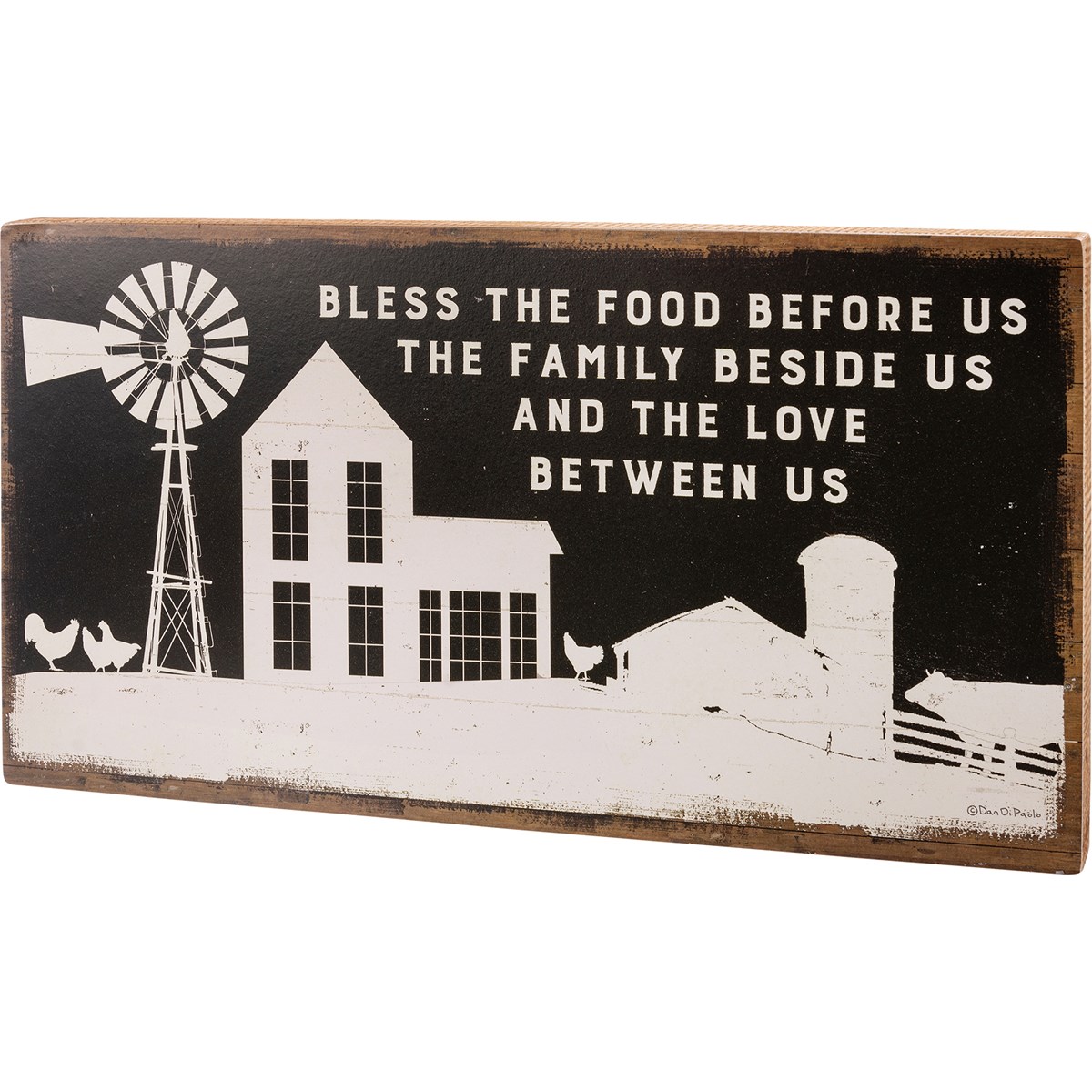 Bless The Food Before Us Box Sign - Wood, Paper