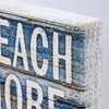 Beach More Worry Less Block Sign - Wood