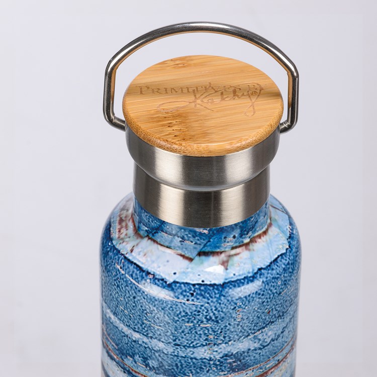 Beach More Worry Less Insulated Bottle - Stainless Steel, Bamboo