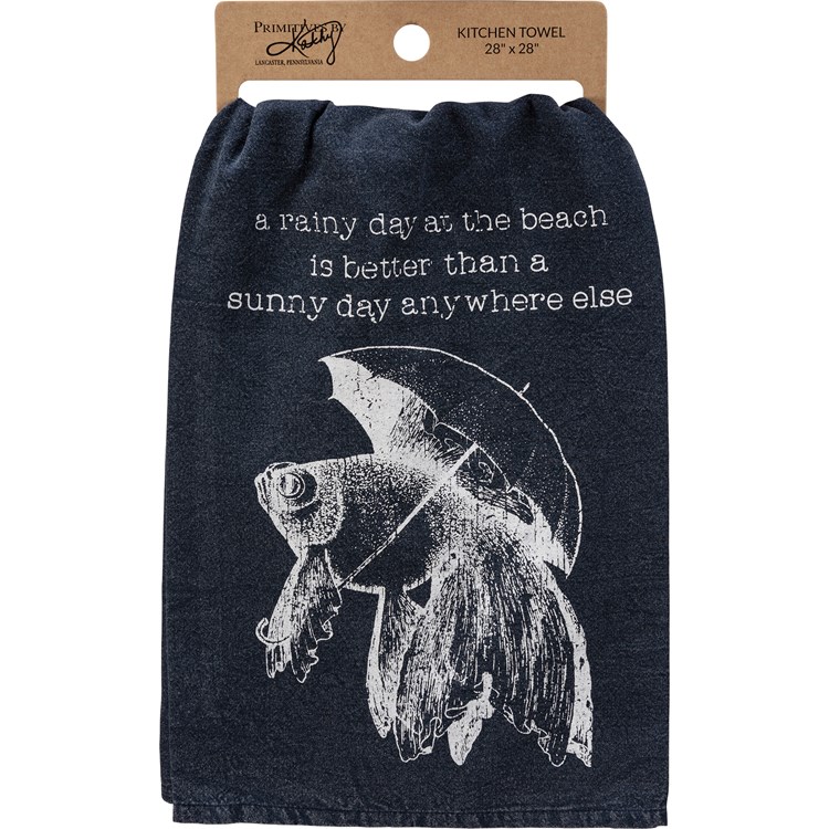 Rainy Day At The Beach Is Better Kitchen Towel - Cotton