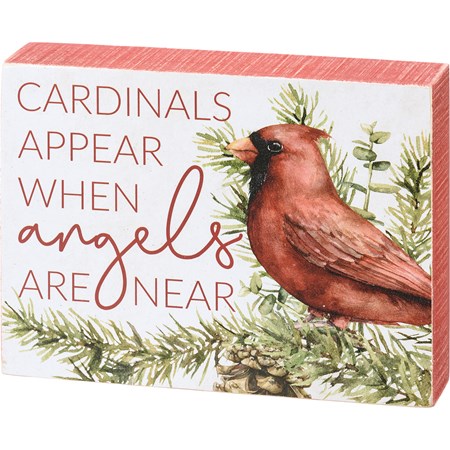 Box Sign - Cardinals Appear When Angels Are Near - 8" x 6" x 1.75" - Wood, Paper