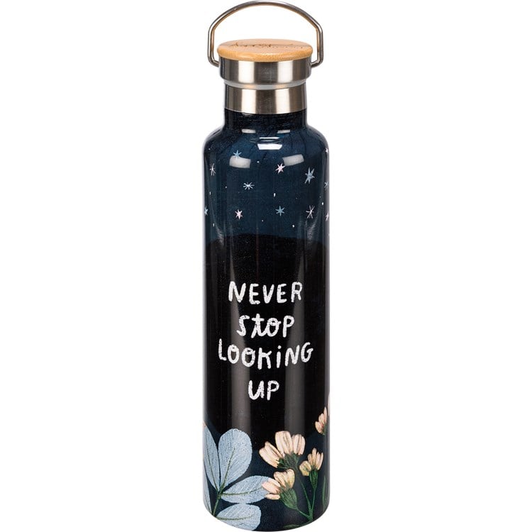 Never Stop Looking Up Insulated Bottle - Stainless Steel, Bamboo