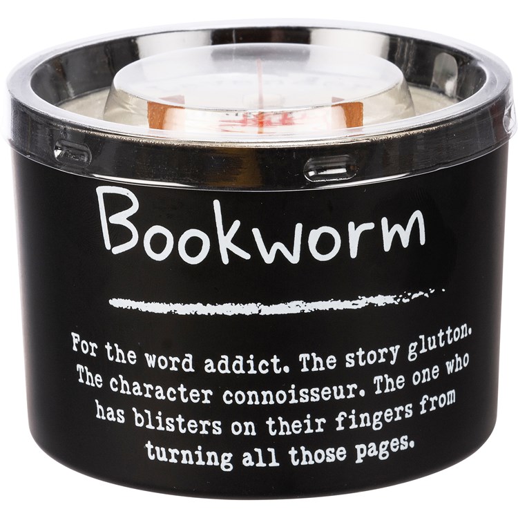 Bookworm Jar Candle - Soy Wax, Glass, Wood