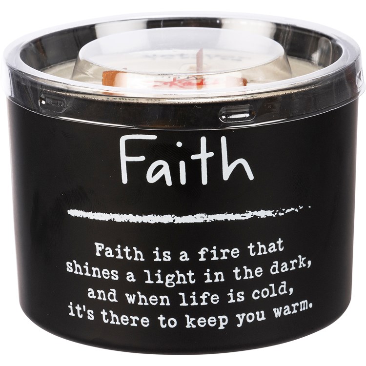 Faith Candle - Soy Wax, Glass, Wood