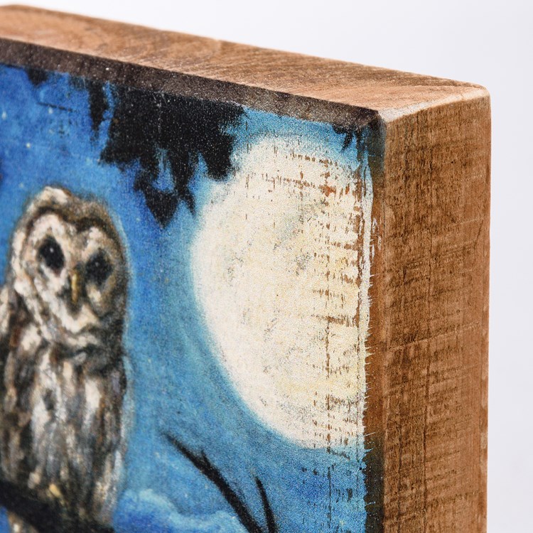 Block Sign - Owl - 4" x 4" x 1" - Wood