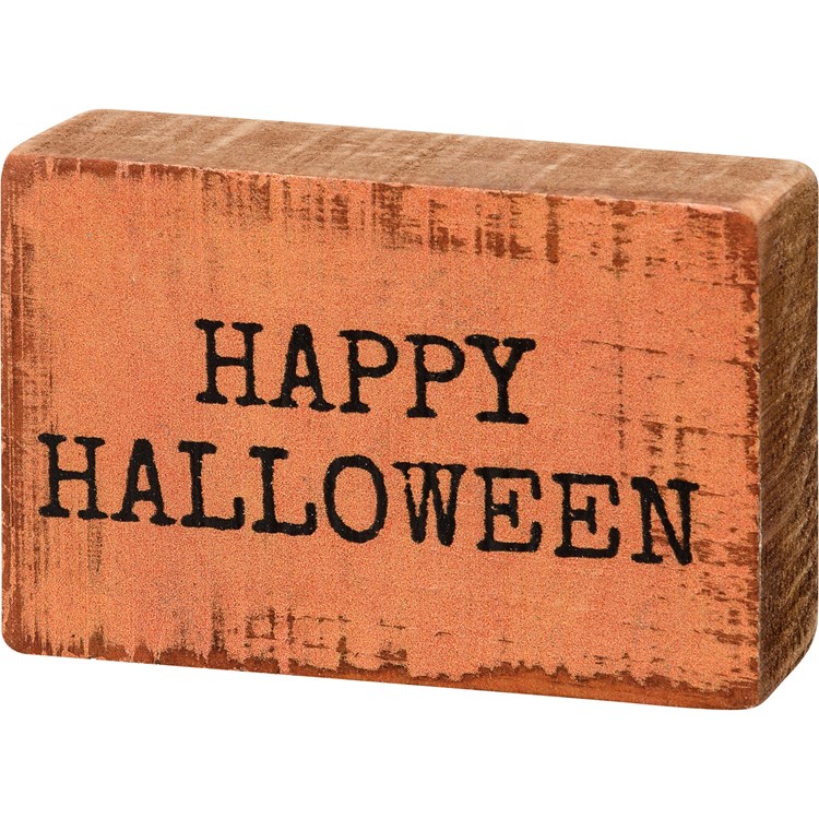 Block Sign - Happy Halloween - 3" x 2" x 1" - Wood