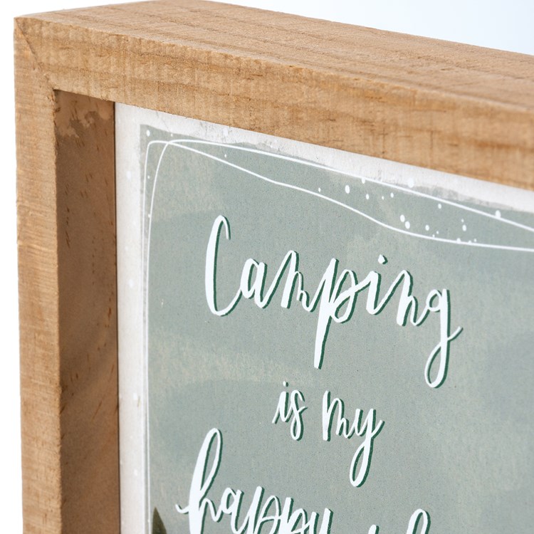 Camping Is My Happy Place Inset Box Sign - Wood, Paper