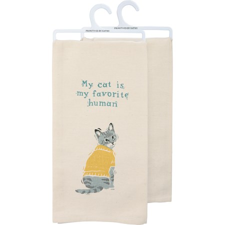 Kitchen Towel - My Cat Is My Favorite Human - 20" x 26" - Cotton, Linen