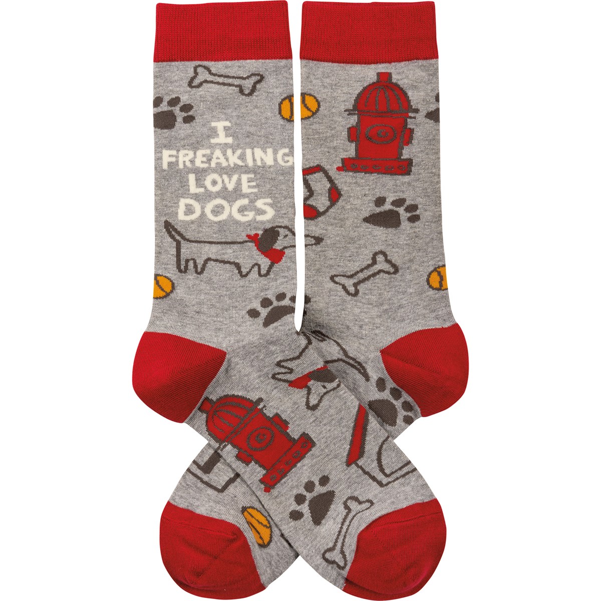 I Freaking Love Dogs Socks - Cotton, Nylon, Spandex