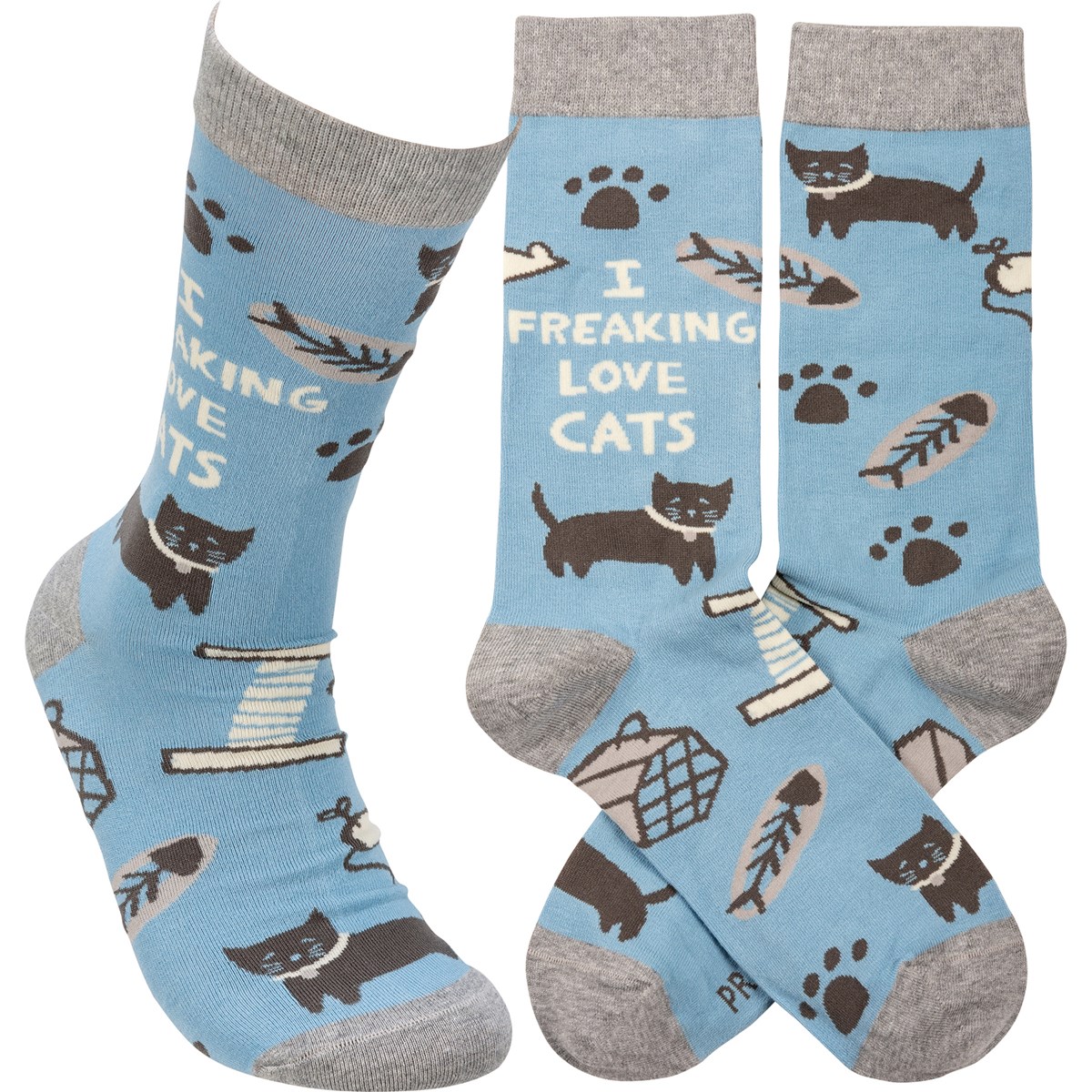 I Freaking Love Cats Socks - Cotton, Nylon, Spandex
