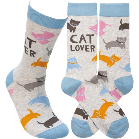 Socks - Cat Lover - One Size Fits Most - Cotton, Nylon, Spandex
